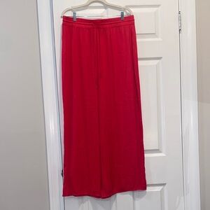 Rachel Zoe Hot Pink Elastic Waist Satin like Wide Leg Pants